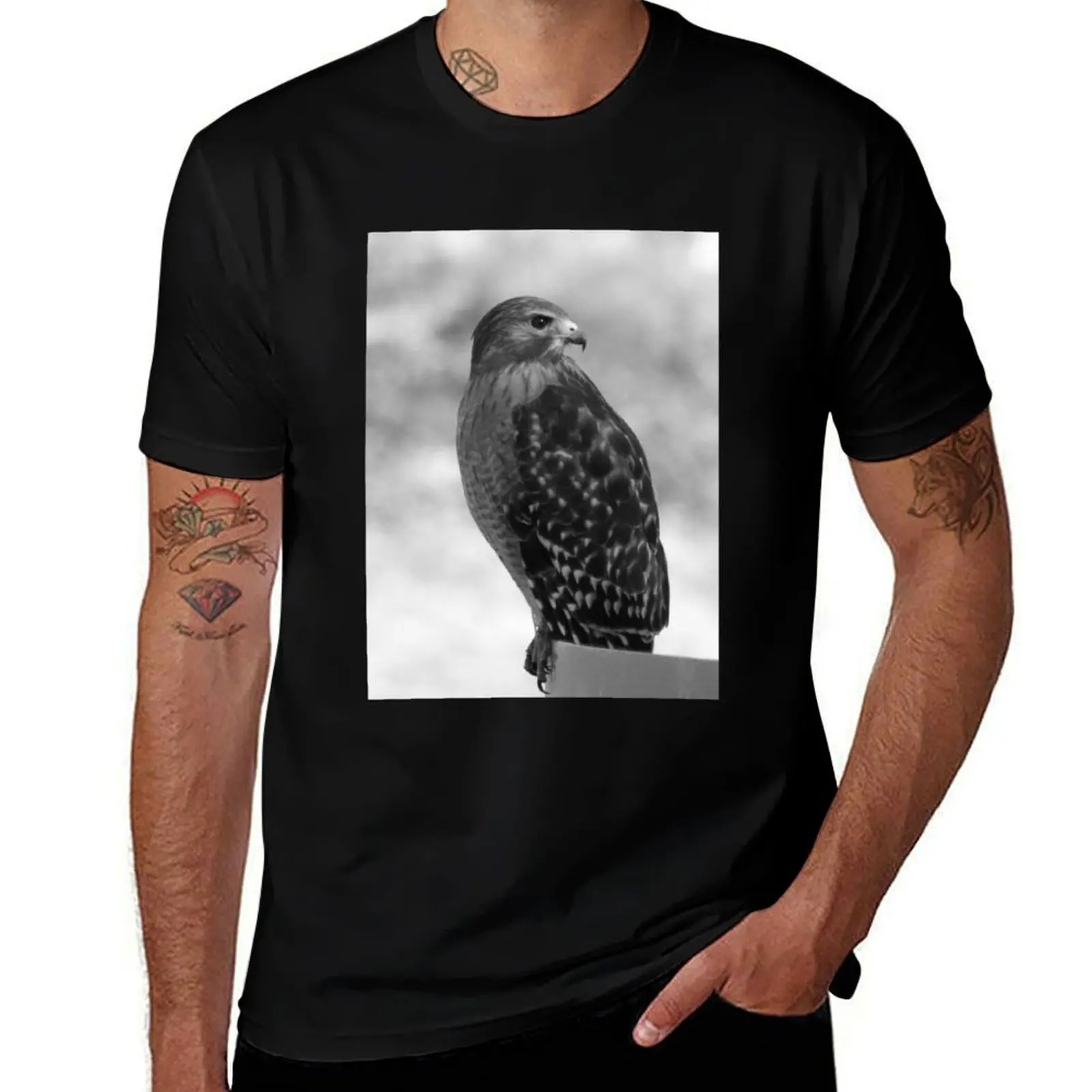 Hawk in Profile T-Shirt Anti-Fade Casual Tee Shirt T-Shirt
