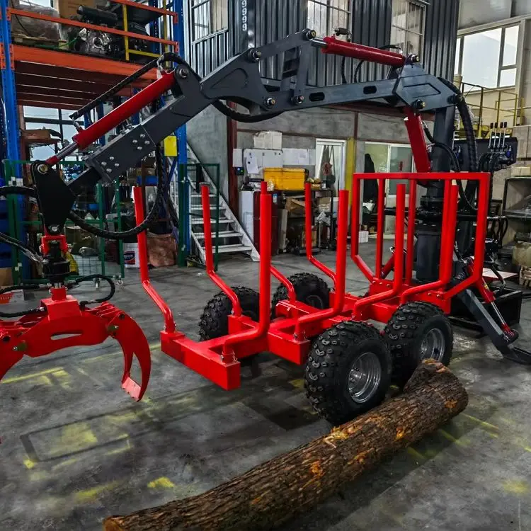 Hot Sale 5 Ton Log Loader Trailer With Crane Grapple Timber Loading Machine for Forestry