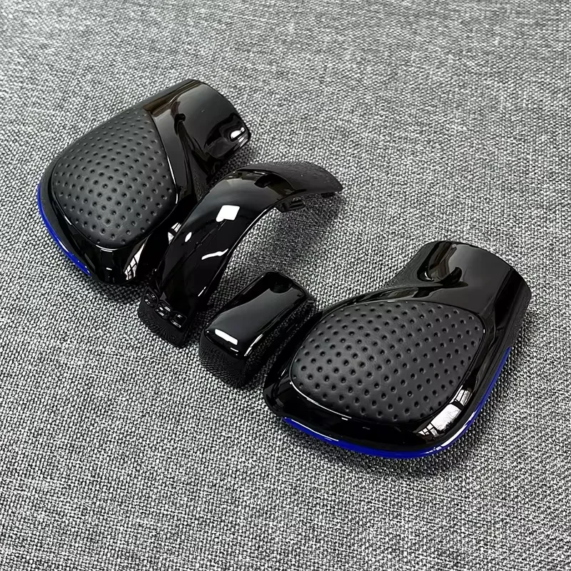 4PCS Chrom Matt Mit Leder Schaltknauf Getriebe Seite Abdeckung DSG Emblem Für VW Golf 6 7 R GTI Passat B7 B8 CC R20 Jetta MK6 GLI
