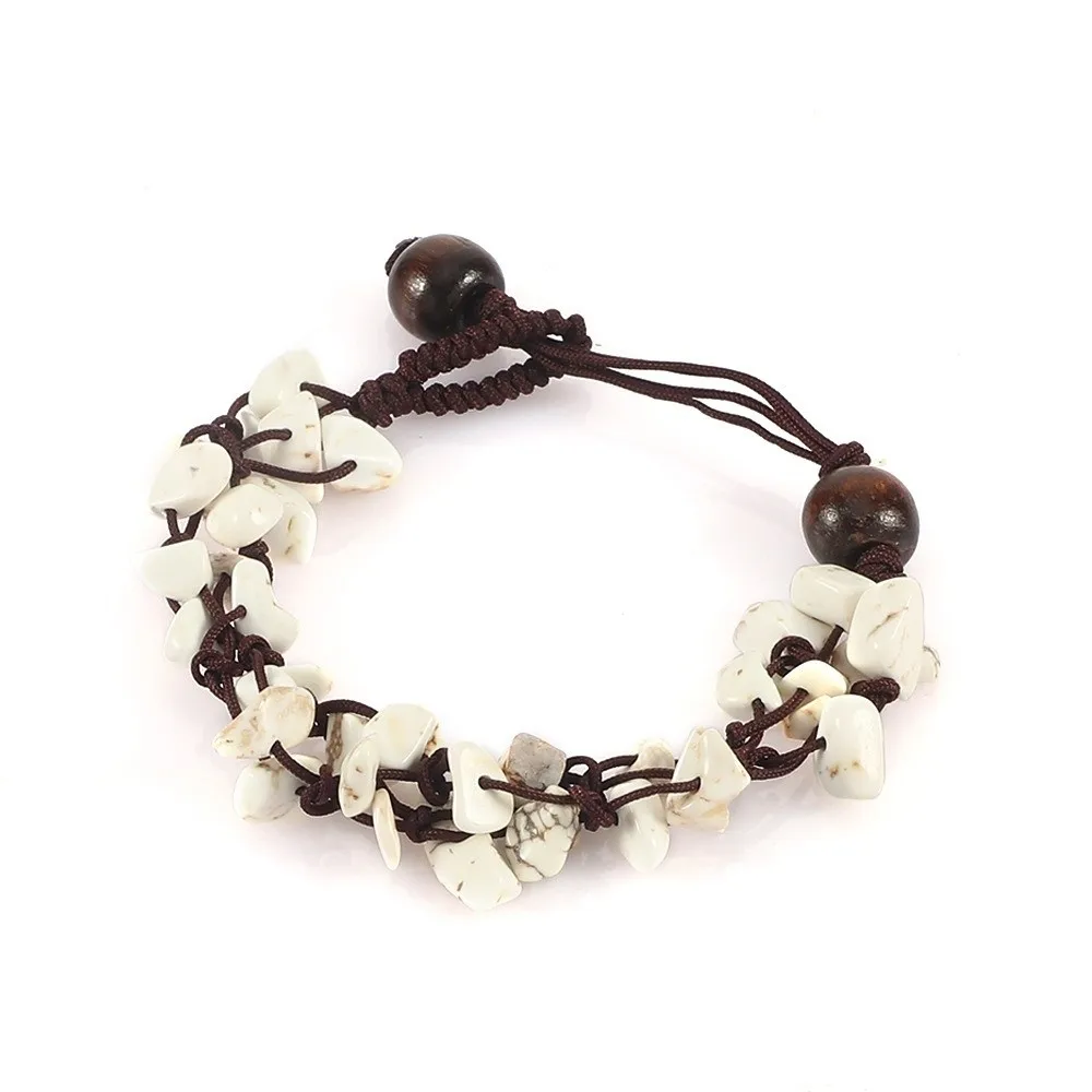 Braided Design Crushed Stone Bracelet Adjustable Length Crushed Stone Texture Braided Bracelet Stone Handmade Bracelet