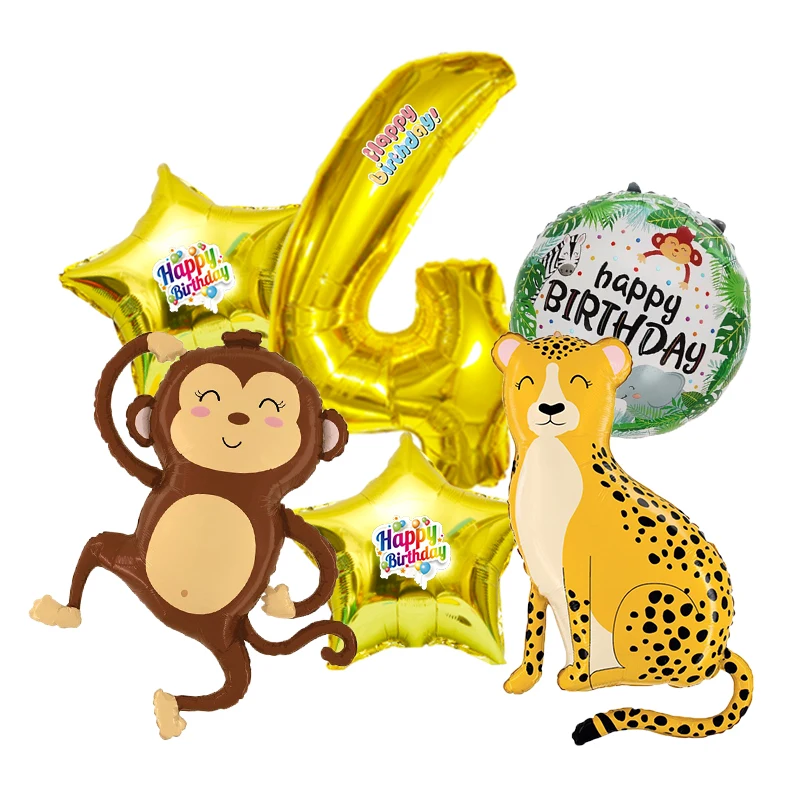 Globos de Animales de la Selva con Números del 0 al 9, Decoración para Fiestas de Cumpleaños Infantiles, Baby Shower, Safari en la Selva