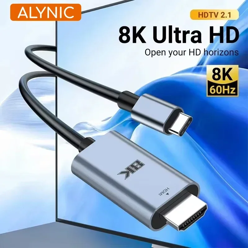 8K HD USB-C to HDMI-Compatible Converter Connector Support 8K 60Hz/4K 120Hz for Switch PC TV Macbook Pro