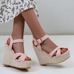 Women's Wedge Sandals Platform Summer Shoes Fashion Heels Gladiator Sandal Casual Party Shoes Female Flip Flops Large Size 44