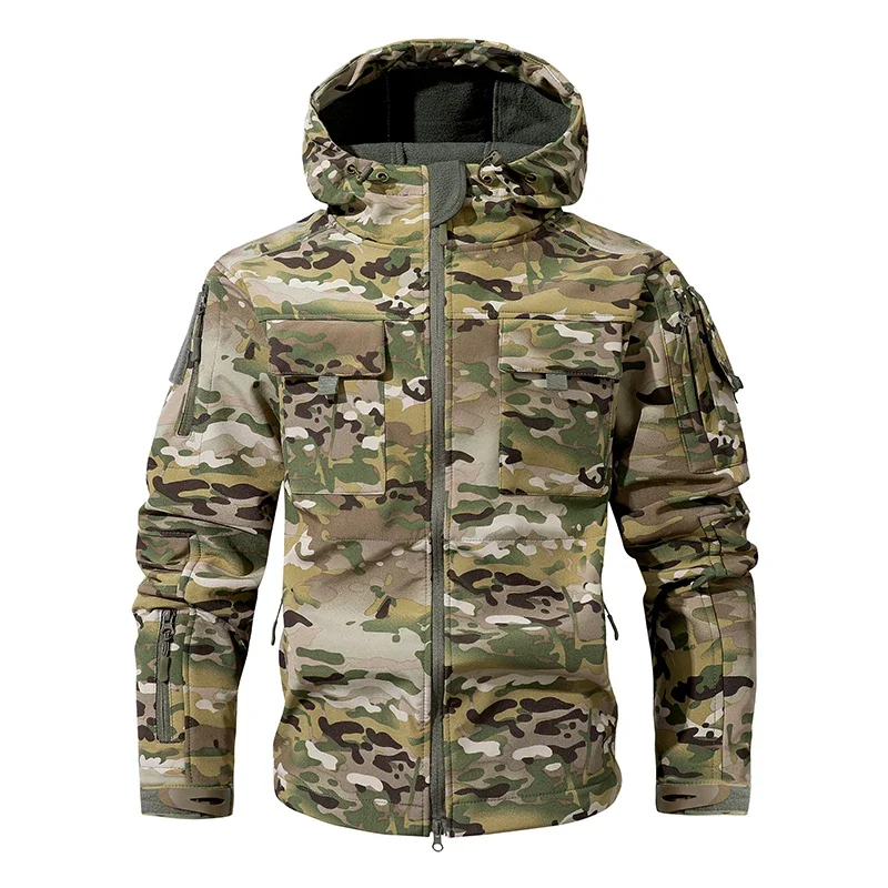 Men Lurker Shark Skin Soft Shell Tactical Jacket Waterproof Fleece Hooded Coat Hunt Clothes Autumn Solid Outdoor New Jacket Men - view 4