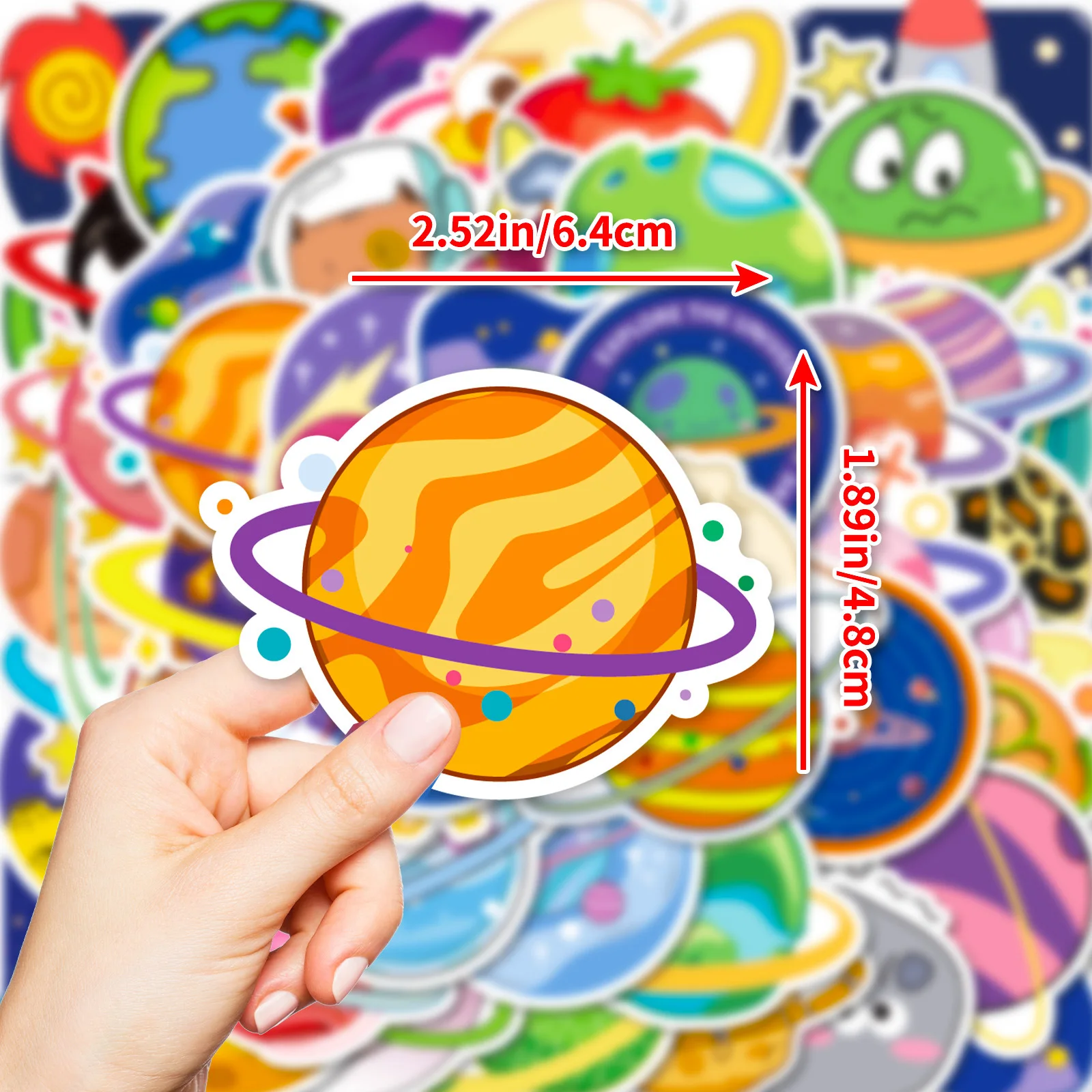 10/30/50PCS Creative Planet Stickers Cartoon Cute Graffiti Decoration Laptop Scrapbook Skateboard Waterproof Decal Kids Toy