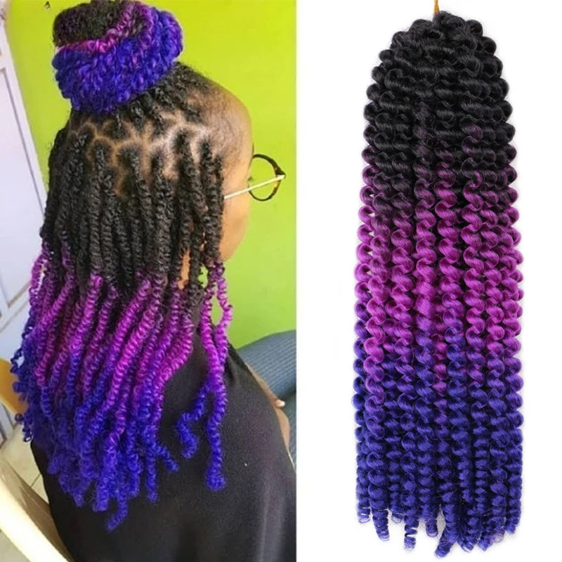 Ombre Spring Twist Hair z syntetycznego włókna puszysta bomba Twist włosy czarny brązowy fioletowy szydełkowe warkocze fryzura kobiet