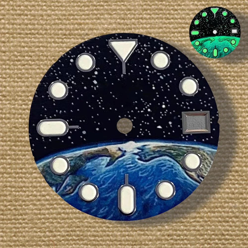 

28.5mm S5 Logo Starlit Dial Fit NH35/NH36/4R/7S Japanese Movement C3 Green Luminous High-Quality Watch Modification Accessories
