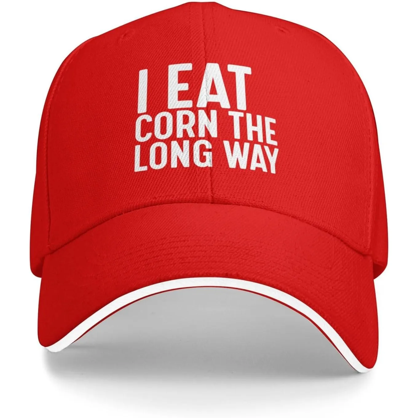I Eat Corn The Long Way Baseball Cap Funny Polyester Adjustable Casual Unisex Hat