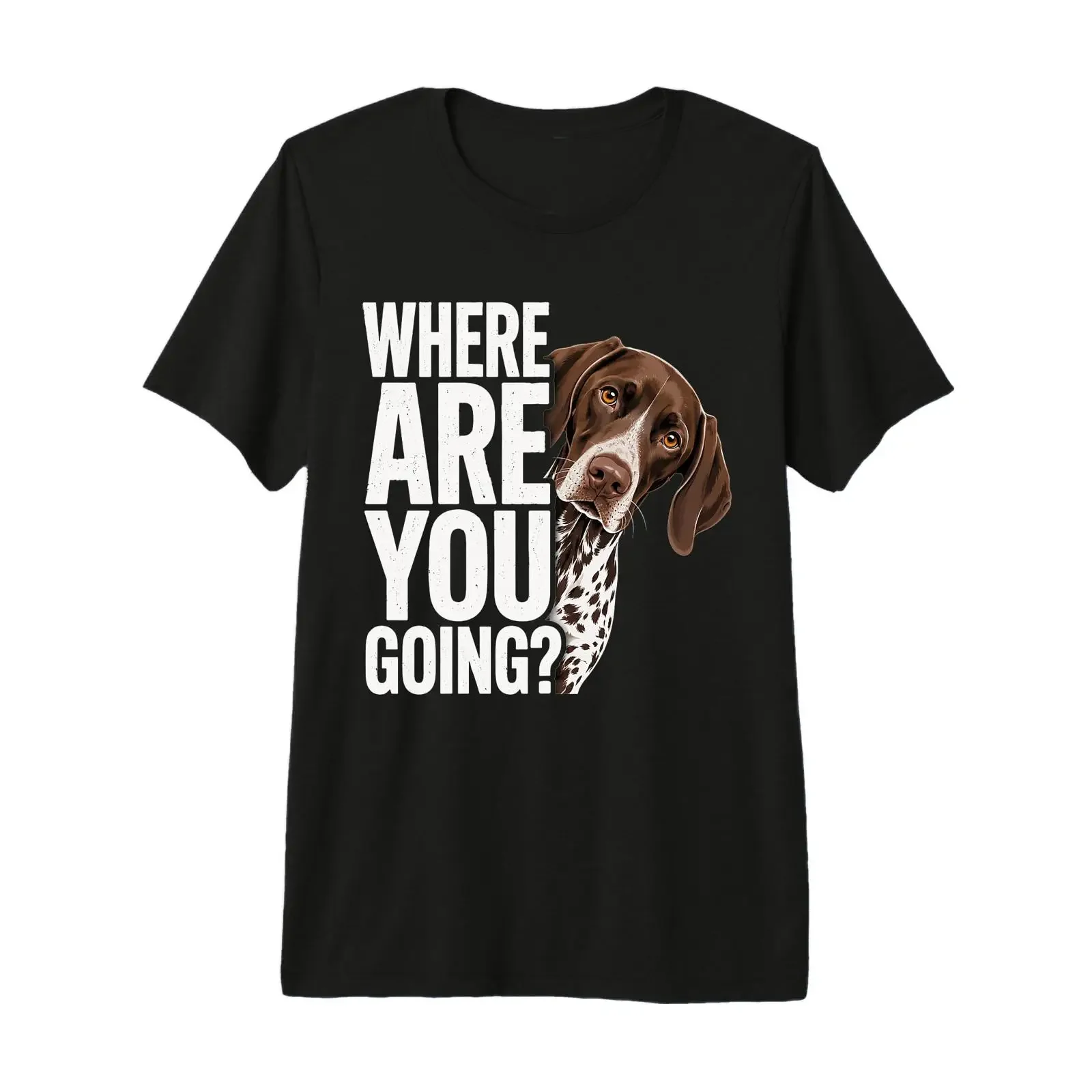 Où Allez Vous pointeur Allemand à Poil Court T Shirt Haut de Gamme vintage Washed homme Breathable streetwear Comfortable