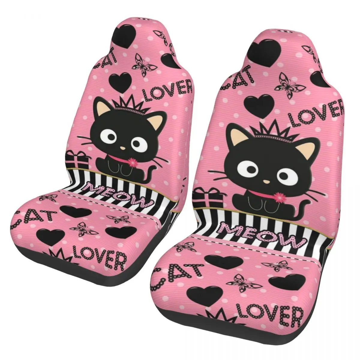 

Chococats Kawaii Black Cat Car Accessory Bucket Seat Covers for Vehicles Breathable Universal Fit Seat Covers for Car Suv Truck