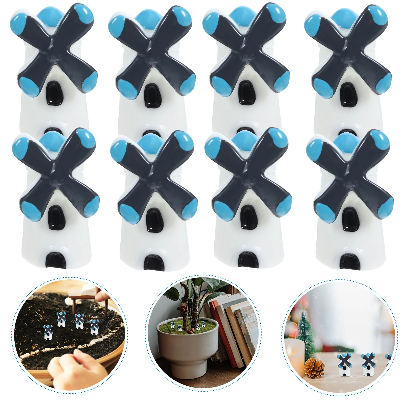 

20pcs Mini Windmill Ornament Resin Diy Bonsai Decoration Fairy Garden Sculpture Micro Landscape Home Office Desk Decor