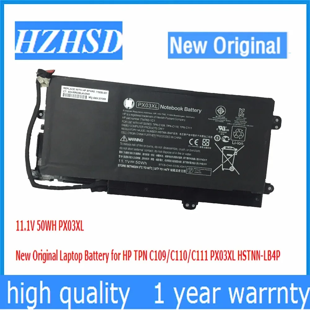 

11.1V 50WH PX03XL New Original Laptop Battery for HP TPN C109/C110/C111 PX03XL HSTNN-LB4P 715050-001 714762-1c1 Tpn-c109