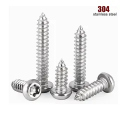 10/50pc M2 M2.3 M2.6 M3 M3.5 M4 M5 M6 304 Stainless Steel Six Lobe Torx Pan Round Head with Pin Security Self-tapping Wood Screw