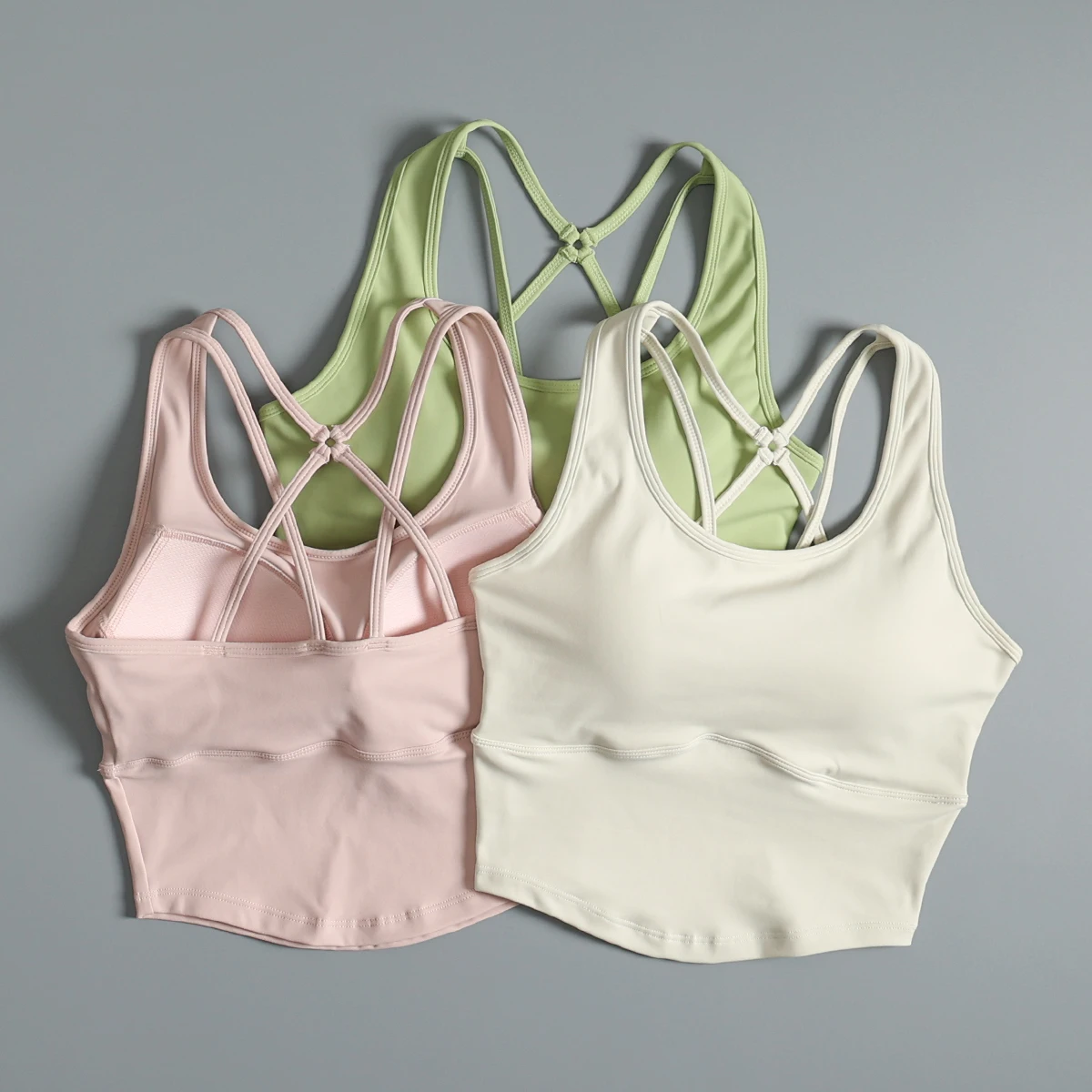 Beautiful back sexy sports lingerie women shock-proof gathering yoga bra integrated running fitness training thin belt vest