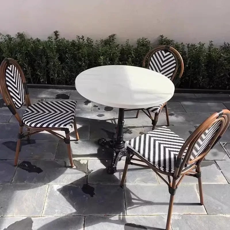 Customized French Cafe Western Restaurant Milk Tea Shop B&B Retro Weaving Rattan Chair nordic furniture