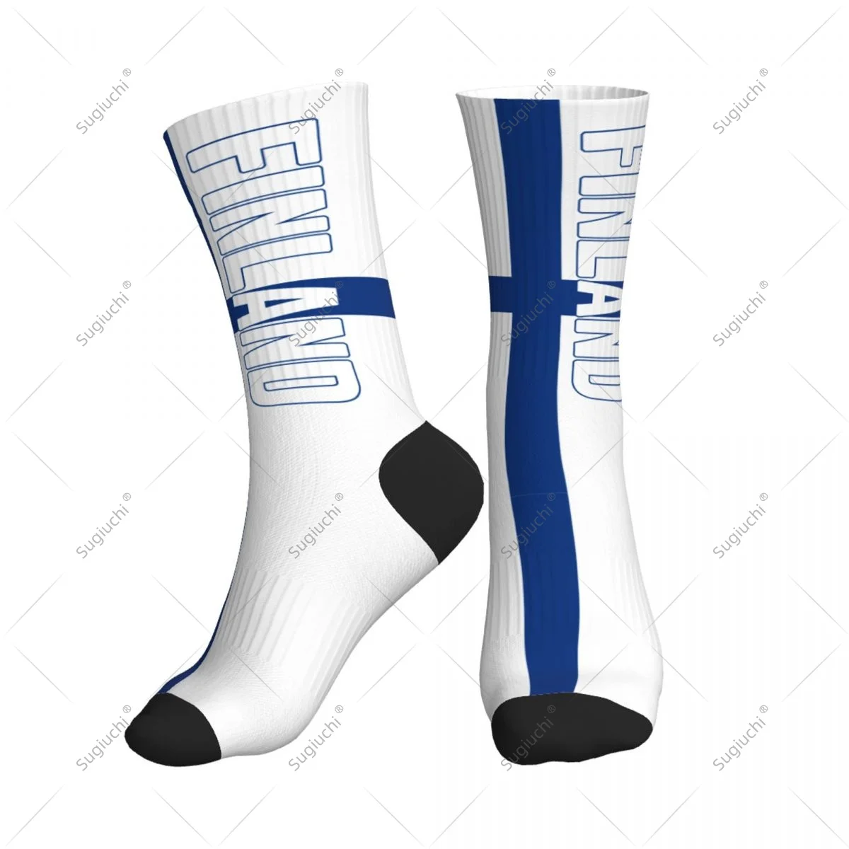 

Полиэстеровые носки до середины икры с 3D принтом флага Финляндии для мужчин и женщин, кавайные носки, уличные носки для скейтборда