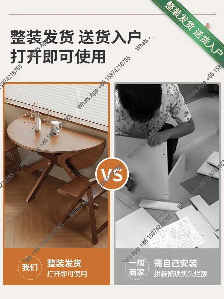 X25 Solid Wood Dining Table Small Household Dining Table For 10 People Foldable Retractable Round Table That Does Not Take Up Sp