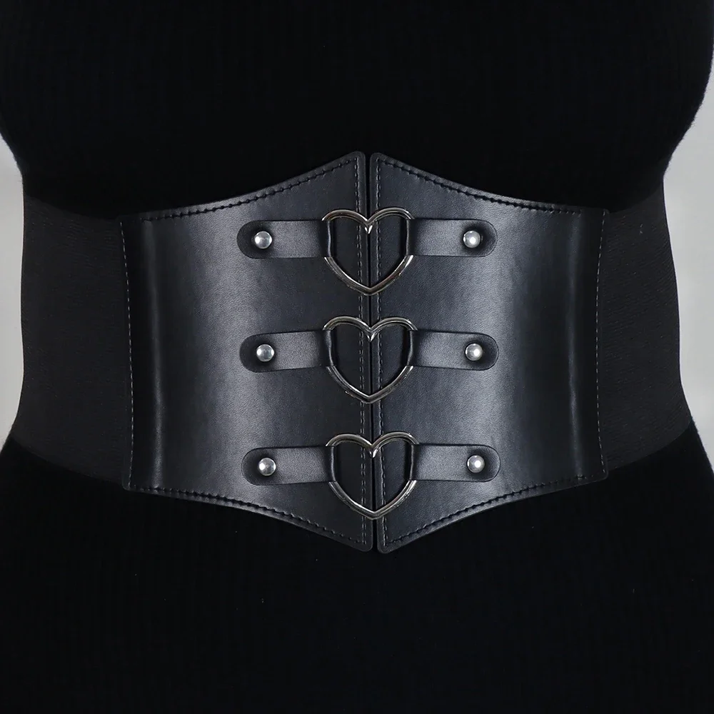 Plus Size XXL Women's Skirt Decorative Belt Fashion Corsets Elastic Wide Girdle Luxury PU Leather Belts Gothic Style Waistband