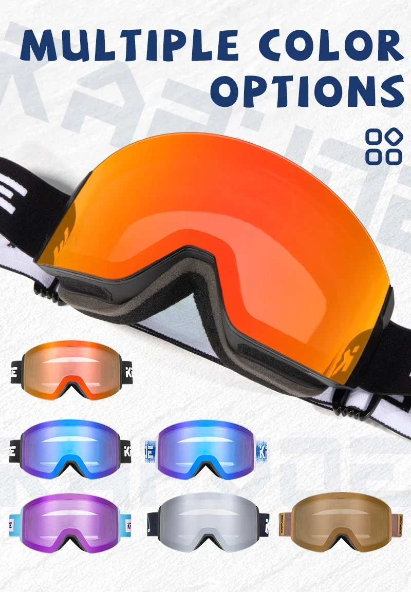 Kapvoe Photochrome Skibrille, magnetische Antibeschlaggläser, UV400-Schutz, für Herren und Damen, Skibrille, Schnee-Sonnenbrille, Sportbrille – Detail 15