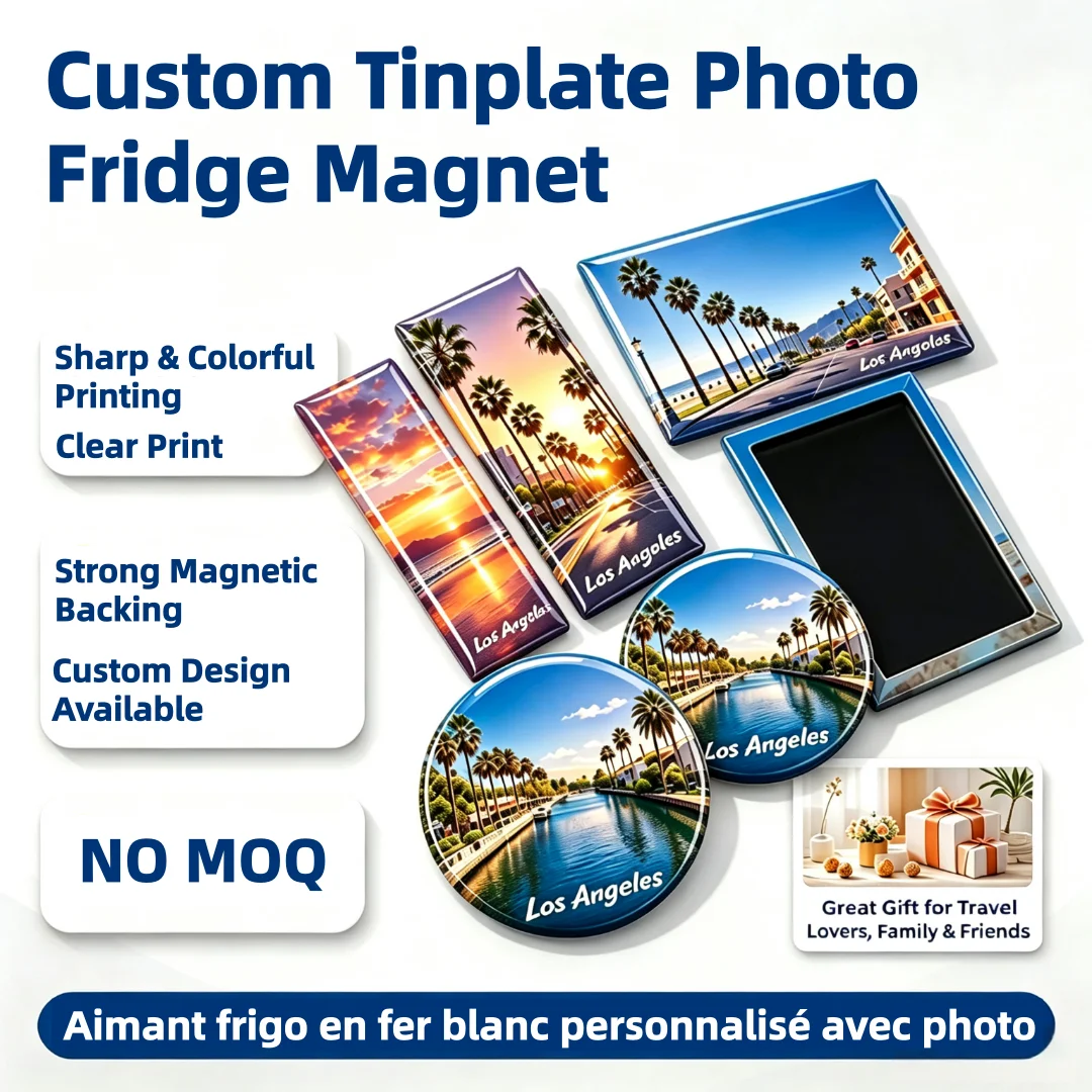 Custom Photo Tinplate Refrigerator Fridge Magnets Personalized Rectangle Magnetic Refrigerator Magnet Tourist Souvenirs