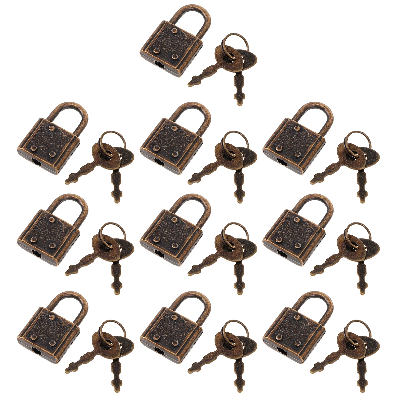 

10 Pcs Vintage Copper Padlock Retro Mini Locks for Suitcase Furniture Diary Cabinet Rustproof Durable