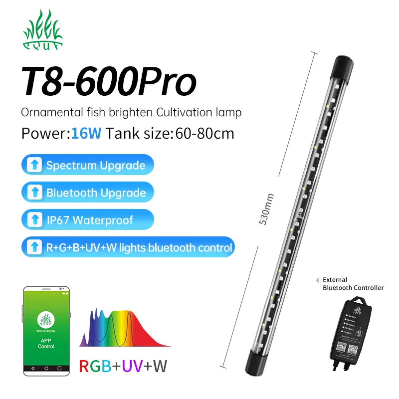 Week Aqua T8 Tube 55-145cm Arowana Tanning Light IP68 Waterproof