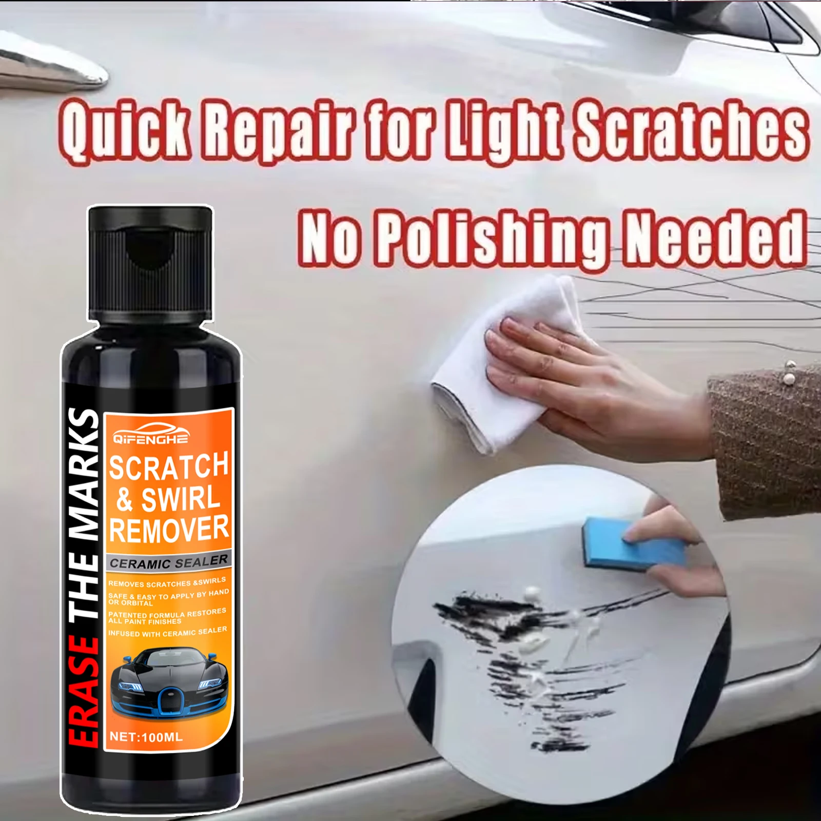 مجموعة معجون إصلاح الخدوش من الطين للسيارات - شمع خدش السيارة ومزيل دوامة نانو لإصلاح الخدوش العميق، ودقة سطح الطلاء