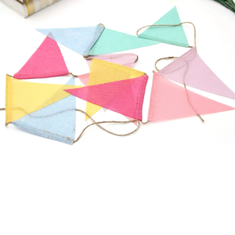 

12pcs Hessian Burlap Pennant Banner 6 Colors Diy Decoration Wedding Birthday Party Garden Home Triangle Flags Lightweight Burlap
