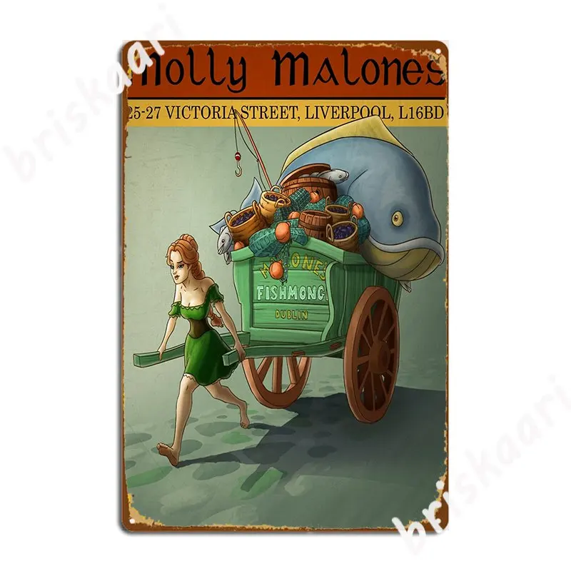 Molly Malone Fishmonger Metal Plaque Poster Cinema Living Room Plates Retro Tin Sign Posters