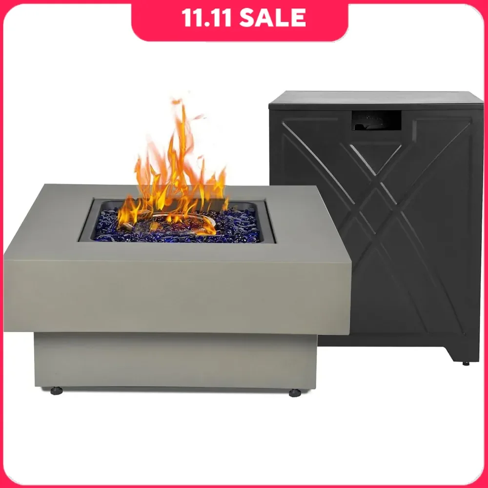 

Outdoor Fire Pit Table, 32.5-inch Gas with 20lb Propane Tank Cover, 50,000BTU Propane Gas Fire Pits, Fire Pit