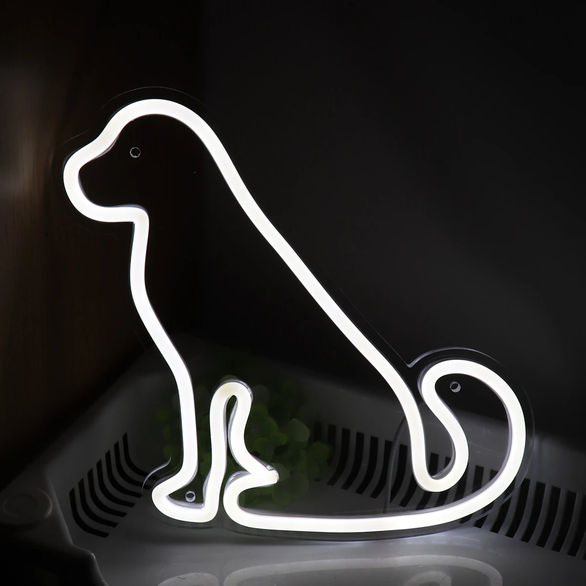 

1PC White Puppy Dog LED Wall Neon Sign Night Light For Room Party Shop Pet Hospital Pub Club Decoration 9.84''*9.84''