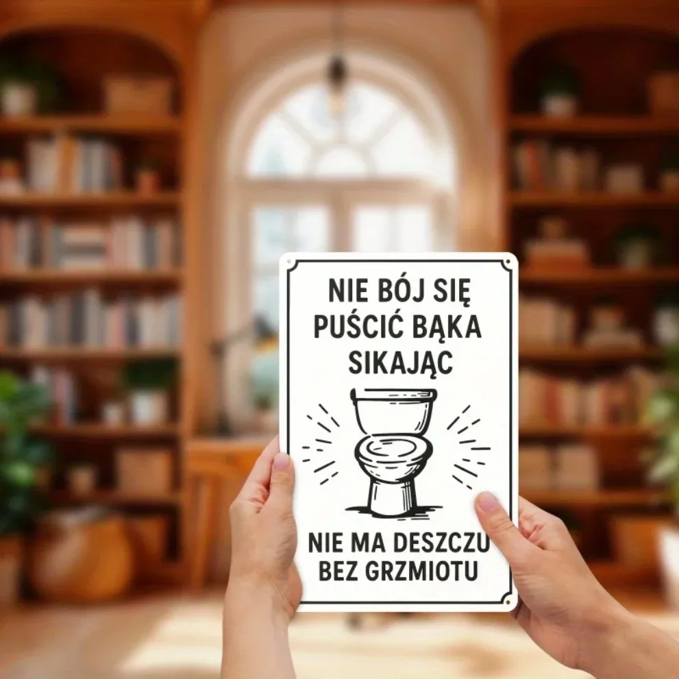 علامة حمام معدنية عتيقة قابلة لإعادة الاستخدام لتزيين الحائط ديكور منزلي مضحك ريفي #4