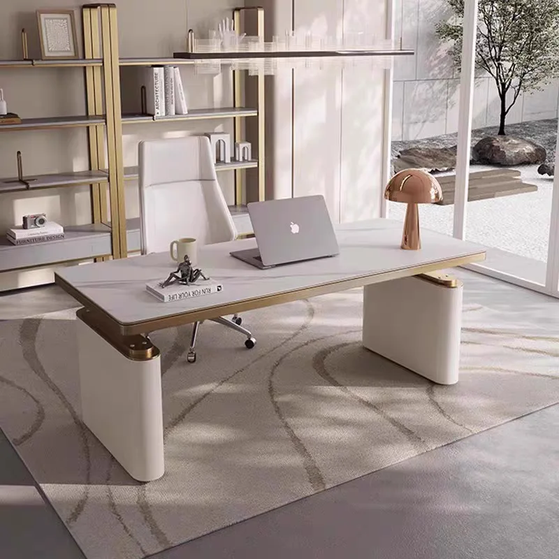 

Минималистичный настольный светильник, роскошный современный электрический подъемный стол из каменной плиты, письменный стол