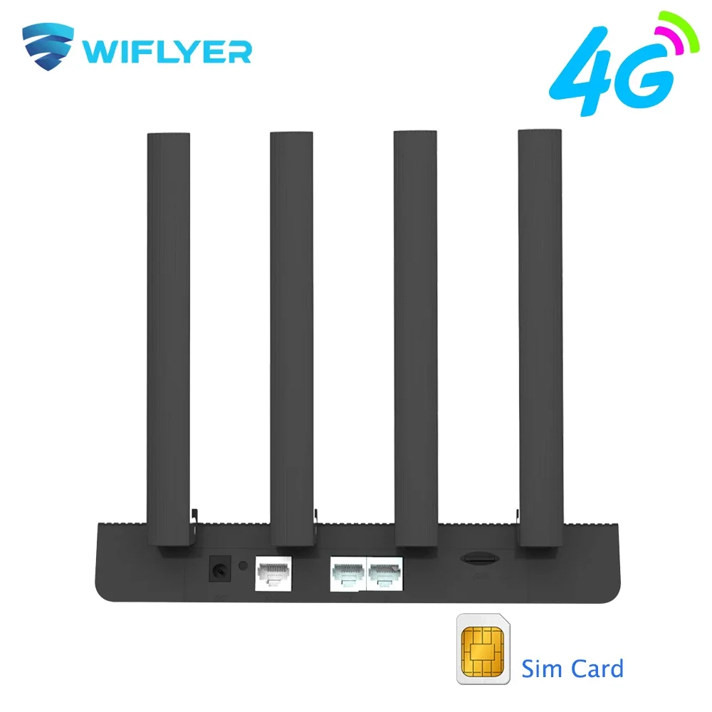 Wiflyer 4G Router WiFi SIM Card 300Mbps 1200Mbps 2.4ghz 5ghz 3g 4g Wi-Fi Roteador 2*LAN NL668-EAU Modem 4*Antenna Home Hotspot