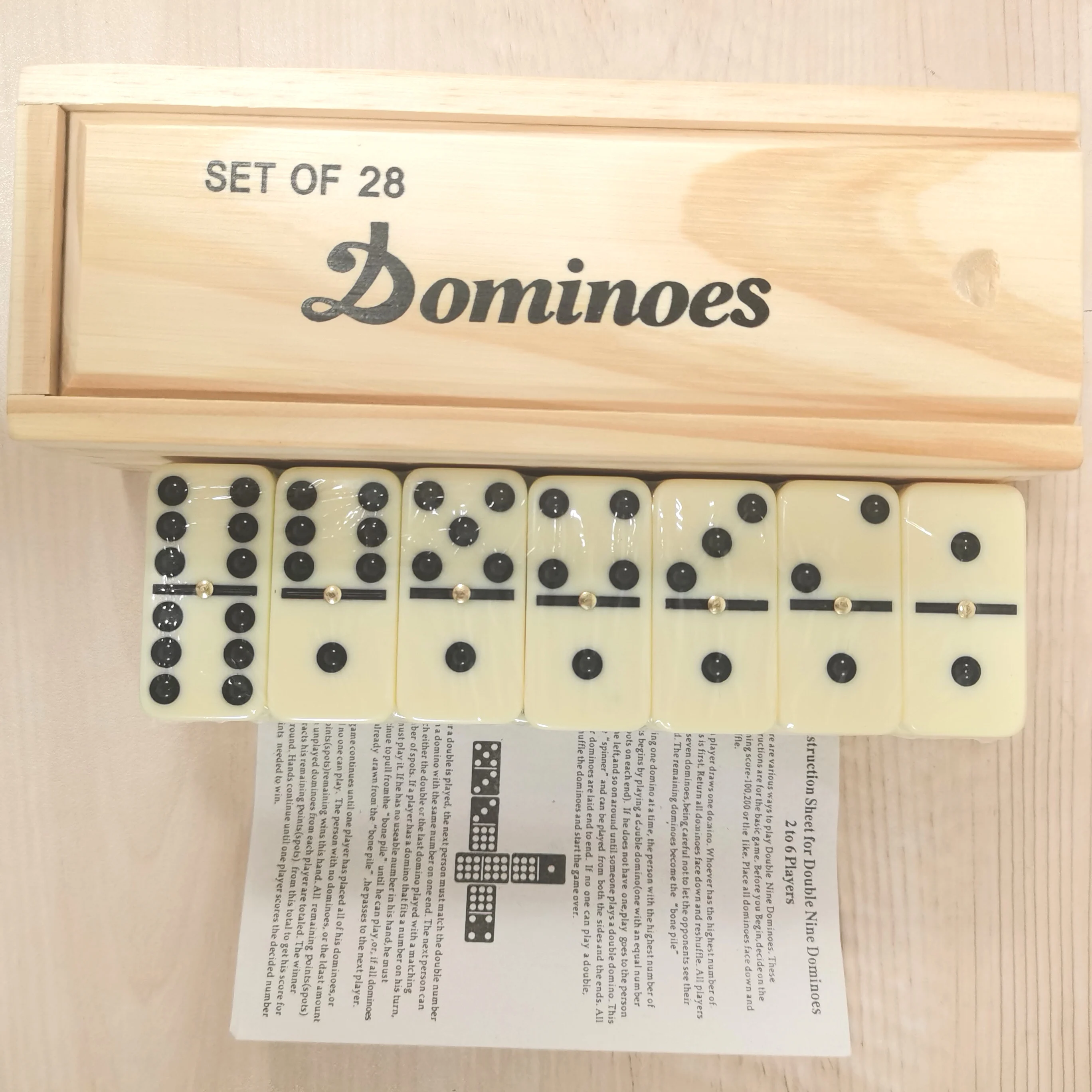 Ivory Double Six Duo Mino Domino Set Portable Wooden Box Set Adult Leisure Home Puzzle Toy Game Chess and Card Game