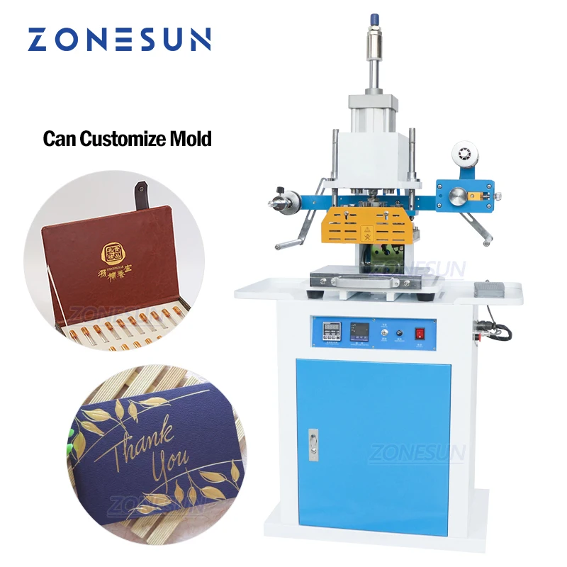 ZONESUN ZSP-890C Pneumatic Automatic Stamping Machine Leather LOGO Creasing Machine Stamper High Speed Card Embossing Machine