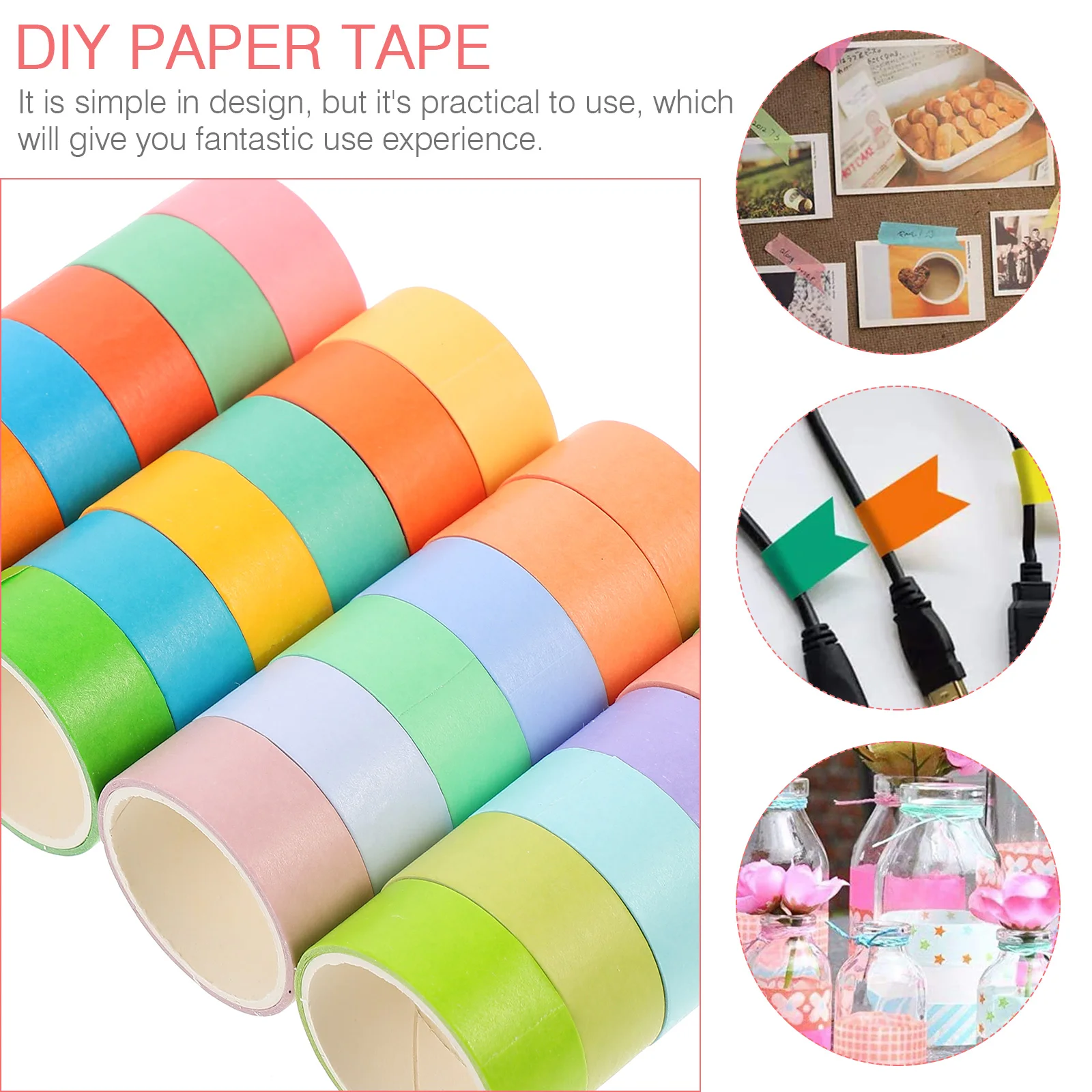 24 لفات لتقوم بها بنفسك اشي الشريط مشرق اللون شريط مزخرف لسكرابوكينغ هدية التفاف مخطط مجلة لتقوم بها بنفسك أشرطة الحرفية