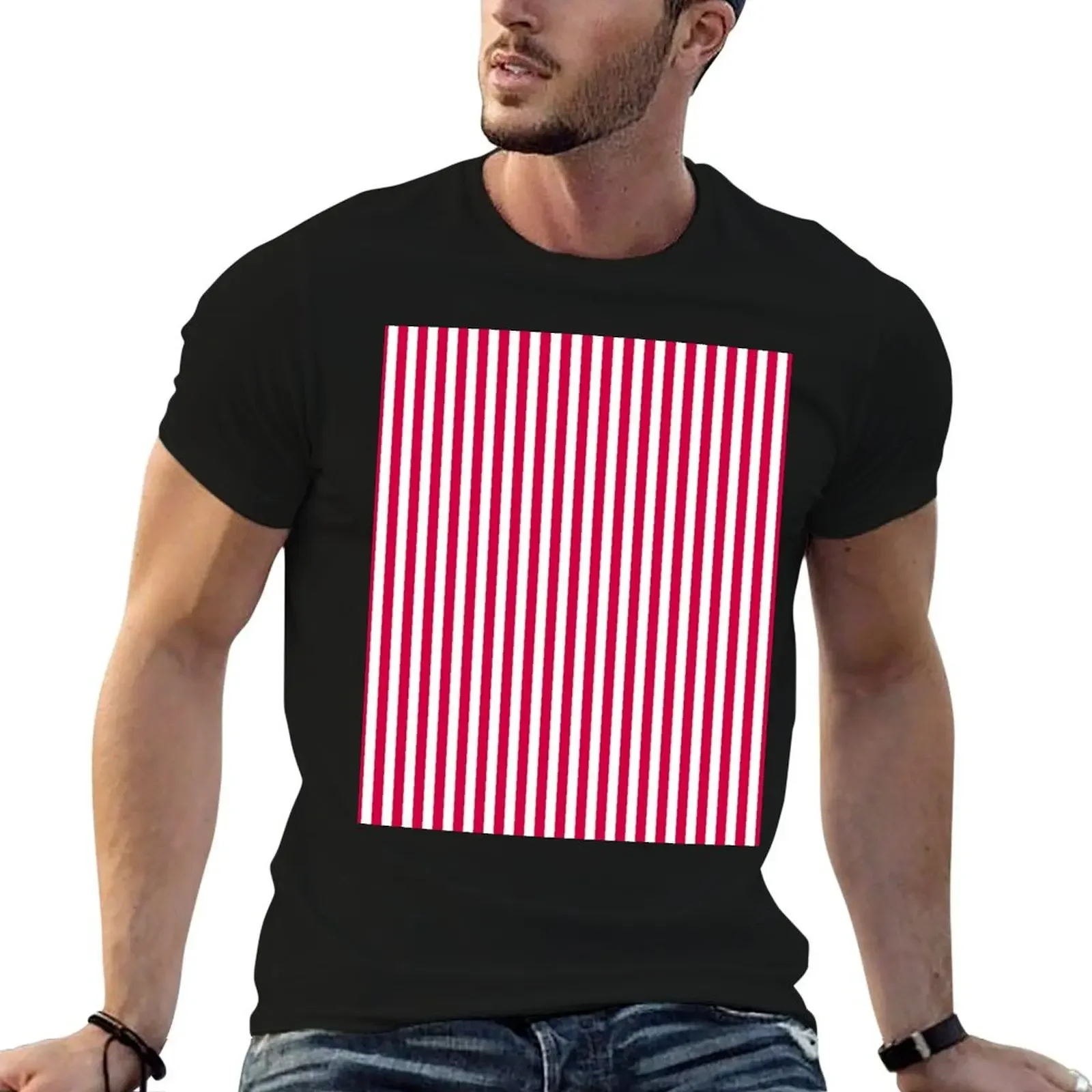 Pink and White Vertical Stripes T-Shirt anime figures oversizeds anime clothes blacks mens vintage t shirts