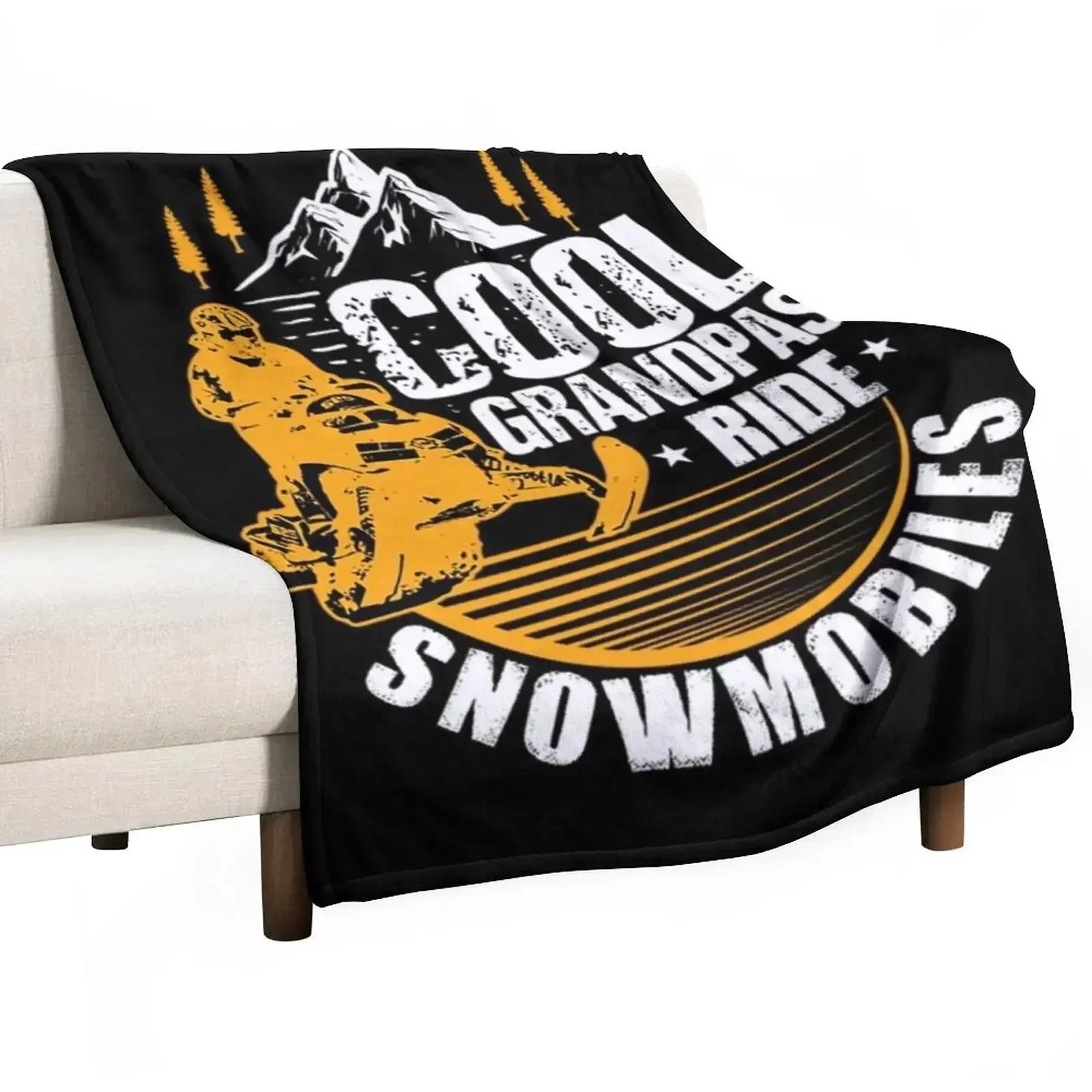 Grandpa T-ShirtCool Grandpas Ride Snowmobiles Throw Blanket Personalized Gift Cute Plaid Thin Luxury St for sofa Blankets