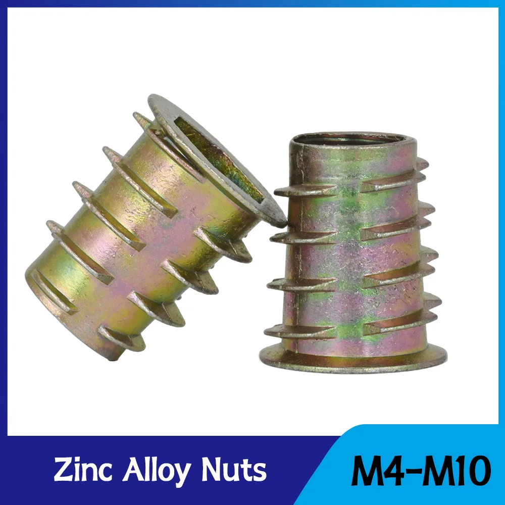 Wholesale Zinc Alloy Furniture Hex Drive Socket Flange Insert Nut M4 M5 M6 M8 M10 Wood Bed Chair Cabinet Table Chair Embed Nuts
