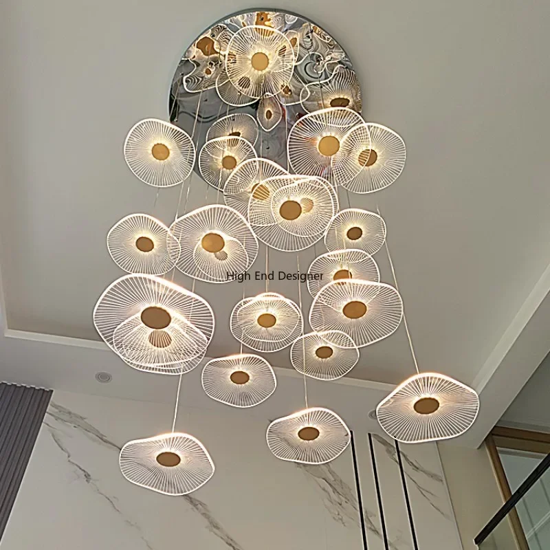 Lámparas colgantes Led de acrílico para sala de estar, candelabro de escalera, accesorios de decoración del hogar, accesorios de iluminación colgantes de diseñador