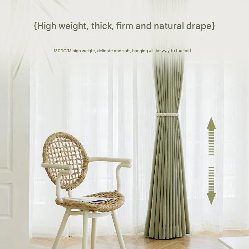 

Japanese style thickened herringbone curtains living room balcony super high 3.2 shading insulation wholesale