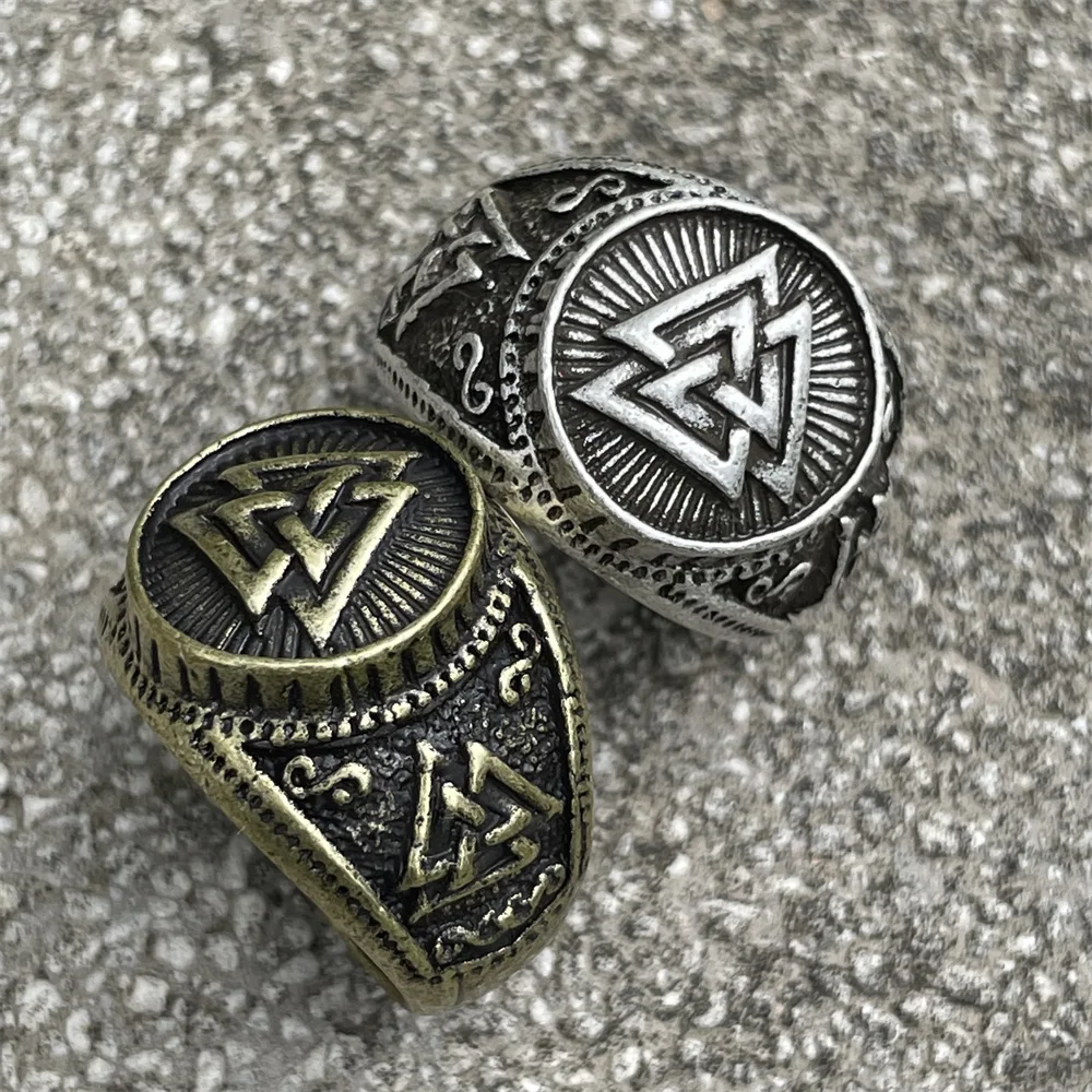 Norse Viking Valknut Vegvisir Symbols Mens Signet Rings For Men Jewelry Dropship Suppliers