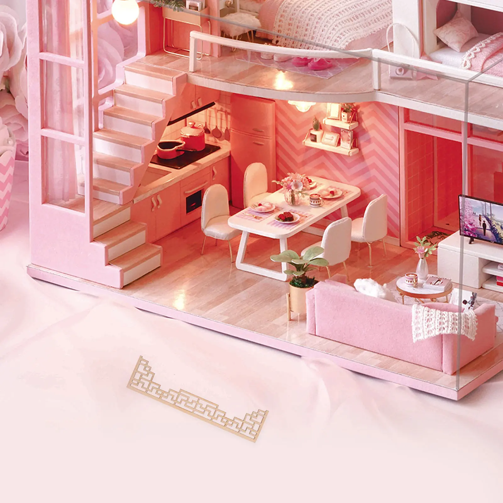 4 Pezzi Applique Decorative in Legno Intagliato Stile Cinese per Mobili, Modelli Fai-da-te per Tavoli da Diorama