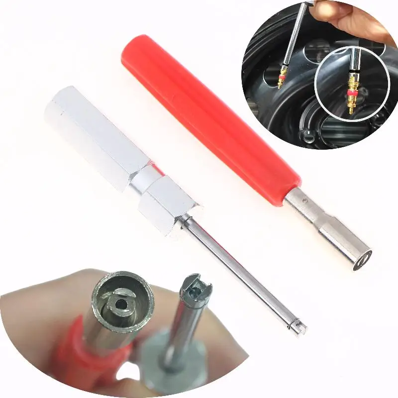 1/3 قطعة سيارة دراجة موتو الإطارات إصلاح الأجزاء الأساسية قضيب صمام الإطارات الأساسية أداة إزالة مجموعة مفك مع رأس شفط المغناطيسي