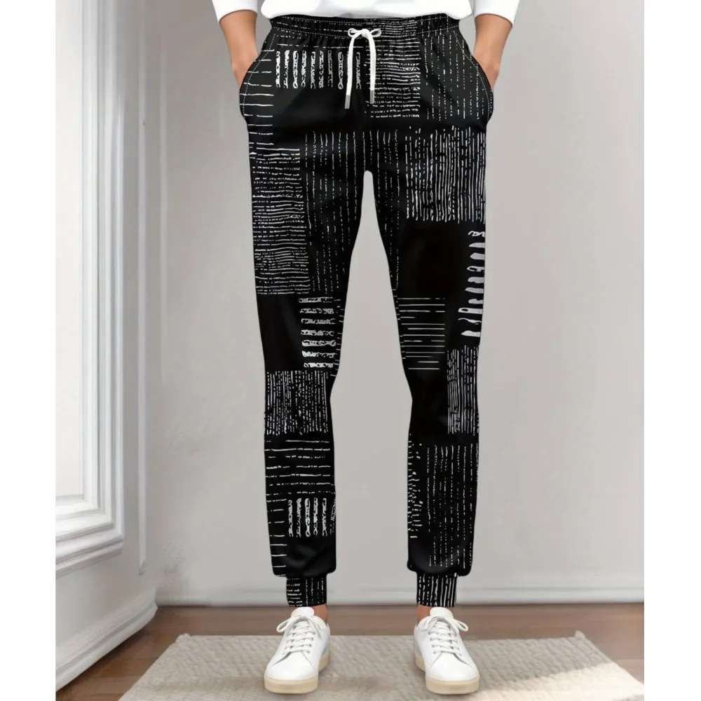 

Men's 2026 Sweatpants Fashion Striped Printed Joggers Slim Fit Pants Casual Lounge Pants With Pockets Autumn Winter Streetwear
