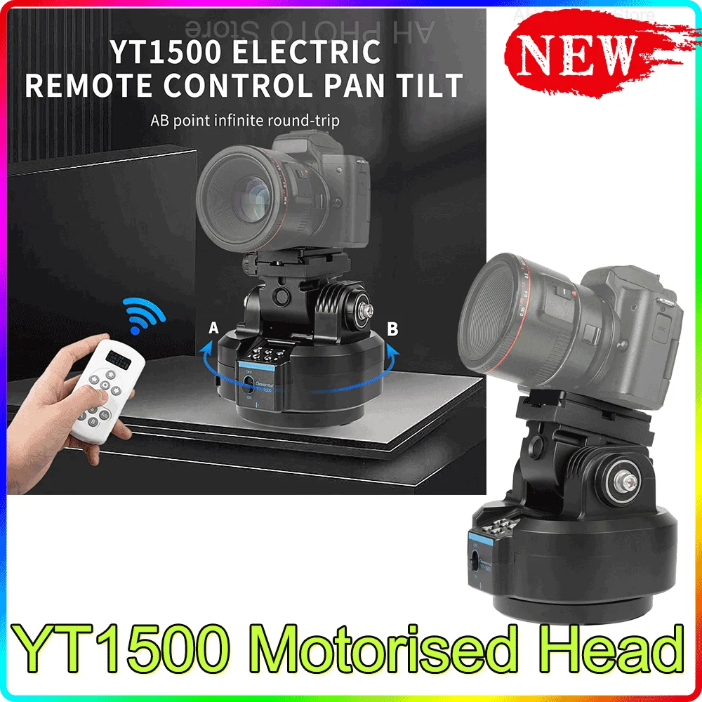 YT-1500 Auto Motorized Rotating Panoramic Head Remote Control Pan Tilt Video Tripod Head Stabilizer for Smartphone Cameras New