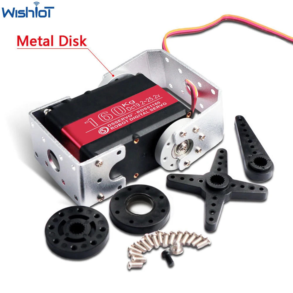 

24V 160KG RC Digital Servo RDS51160 High Torque Metal Gear Waterproof 270°/180° Double Shaft Metal Disk for Robot Robotic Arm