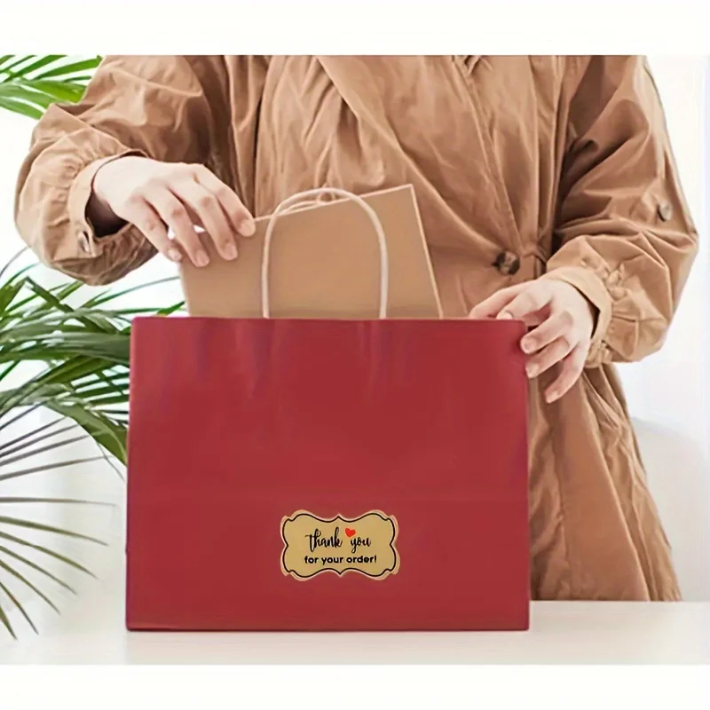 300pcs/roll, Kraft Paper Thank You For Your Order Sticker Heart Thanks For Shopping Small Shop Local Gift Packaging Sticker Smal