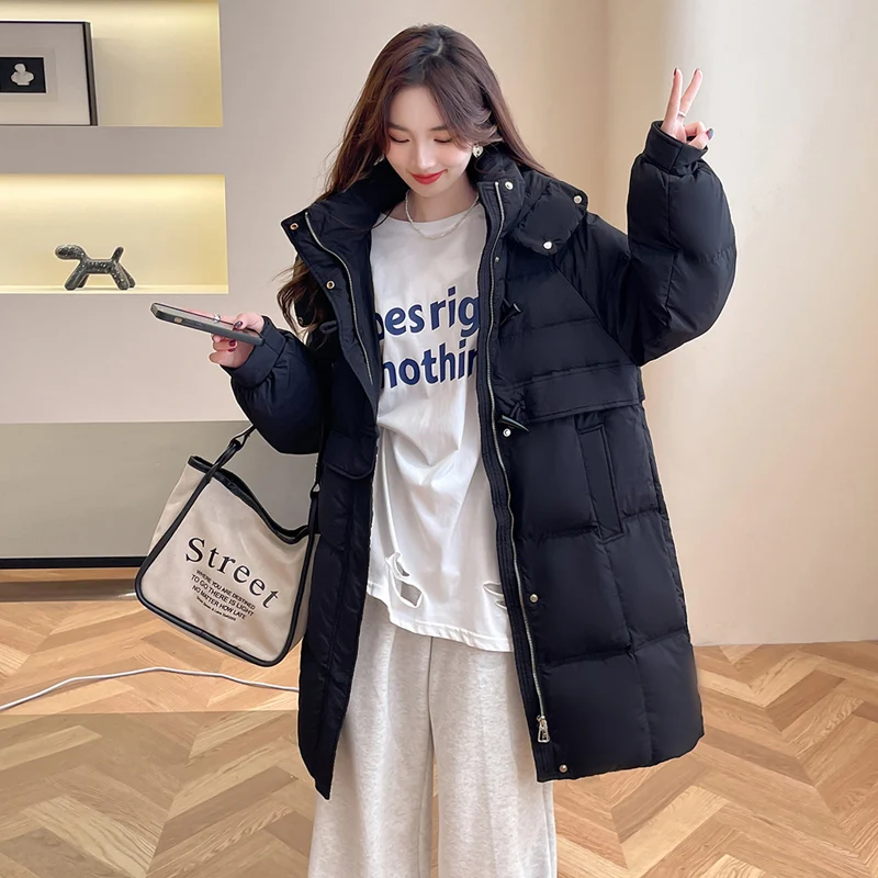 Winter New Women\'s Down Coat Fashion Loose Hooded FemaleParkas White Duck Down Thickened Warm Parka